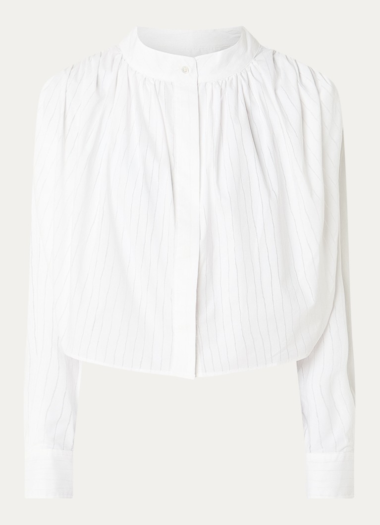 IRO Dames Blissia cropped blouse met streepprint in de kleur Wit