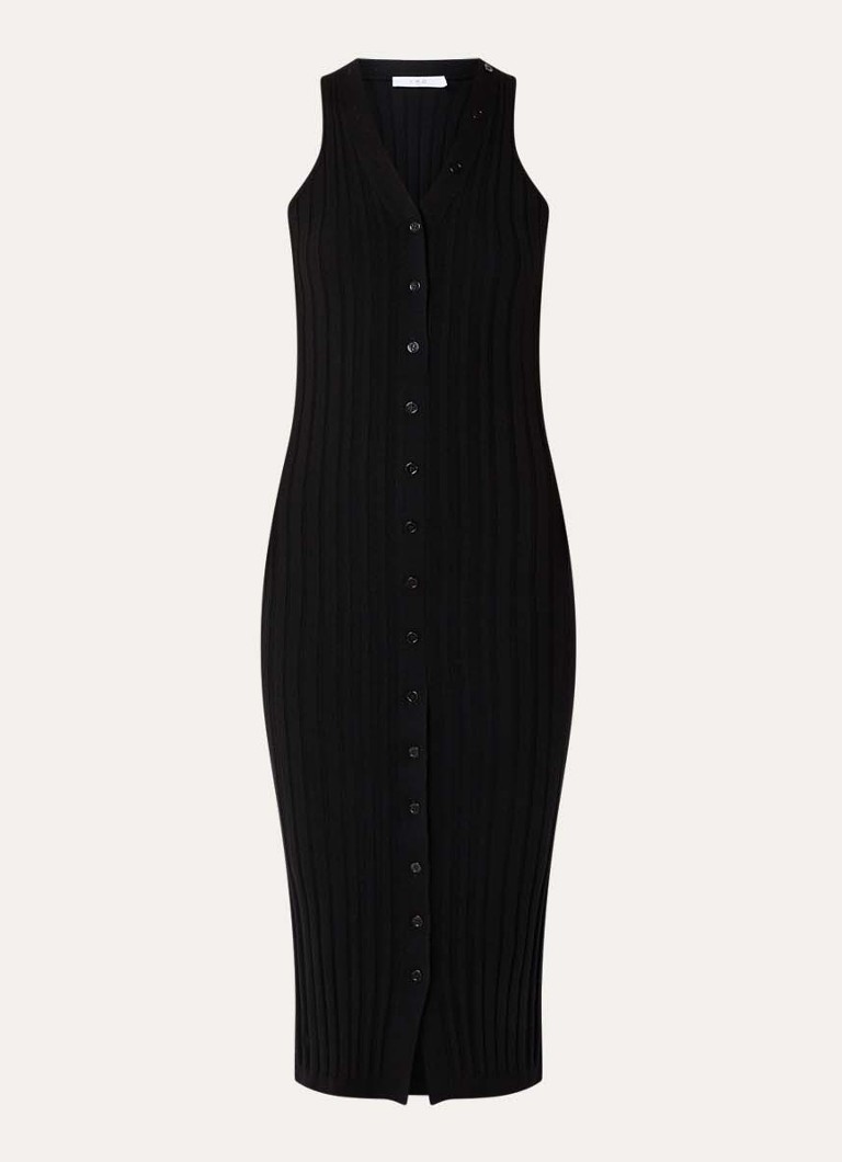 IRO Dames Lyliane midi blousejurk van wol in de kleur Zwart