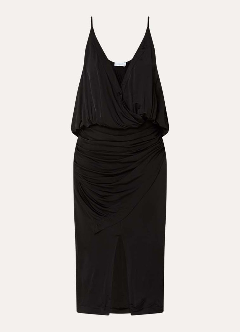 IRO Dames Midi jurk met rugdecolleté en plooien in de kleur Zwart