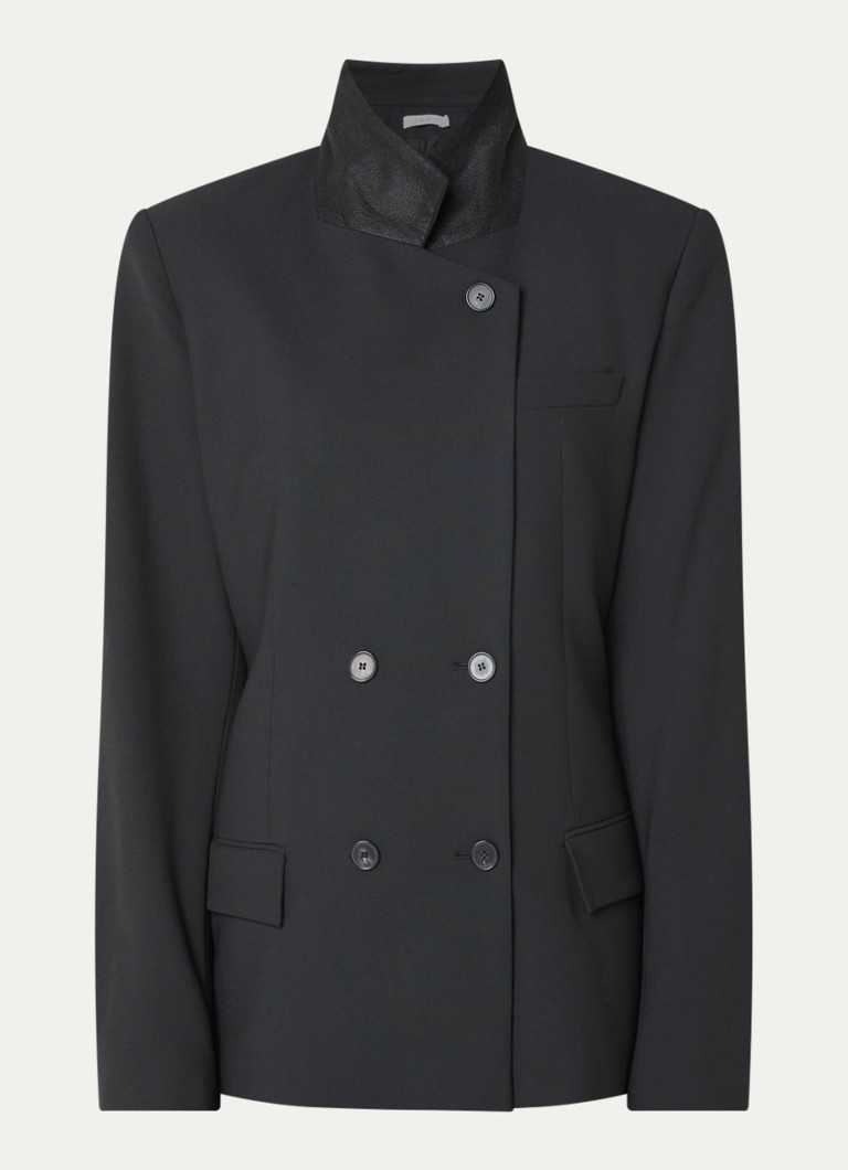 IRO Dames Bluff double-breasted blazer in wolblend met opstaande kraag in de kleur Zwart