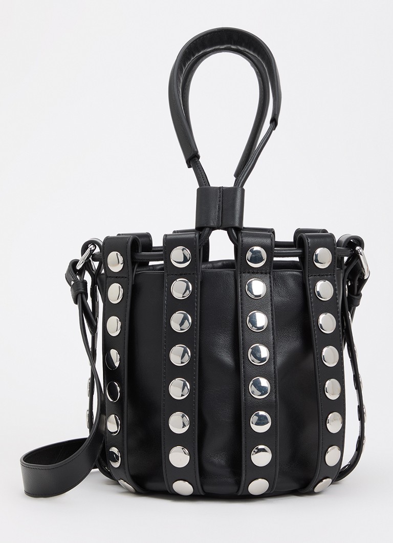 IRO Dames Column handtas van lamsleer met studs en afneembare schouderriem in de kleur Zwart