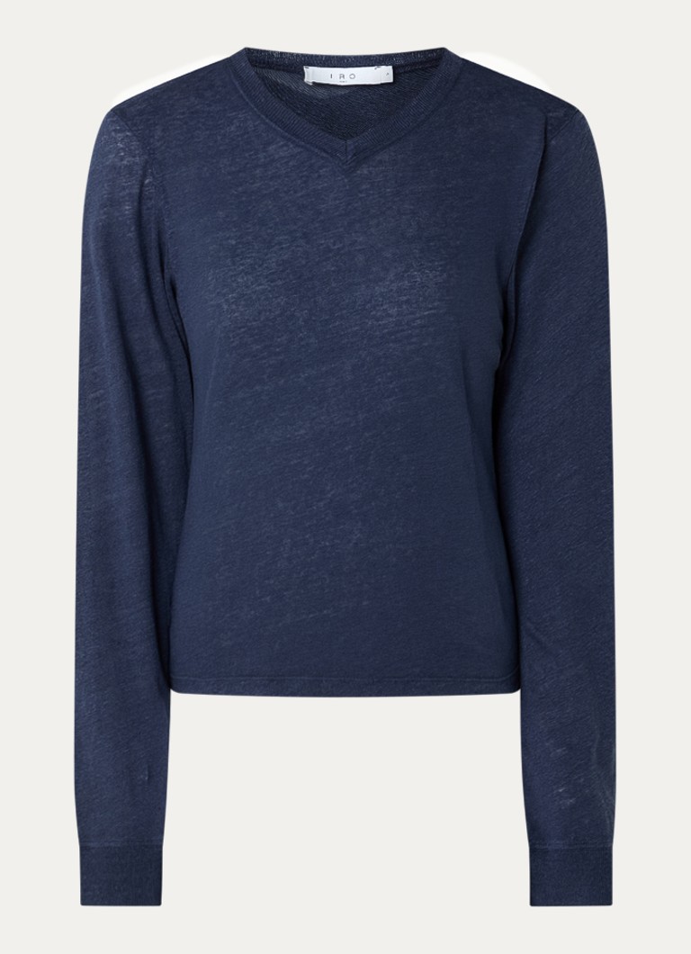 IRO Dames Selhy fijngebreide pullover van linnen in de kleur Donkerblauw