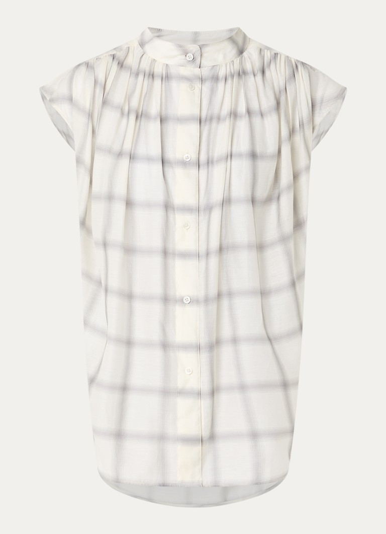 IRO Dames Louka blouse in zijdeblend met ruitdessin in de kleur Creme