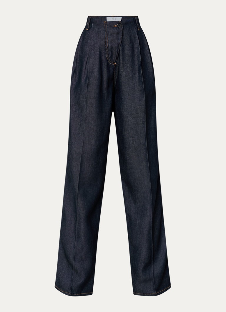 IRO Dames Chasing high waist wide fit broek met steekzakken in de kleur Donkerblauw
