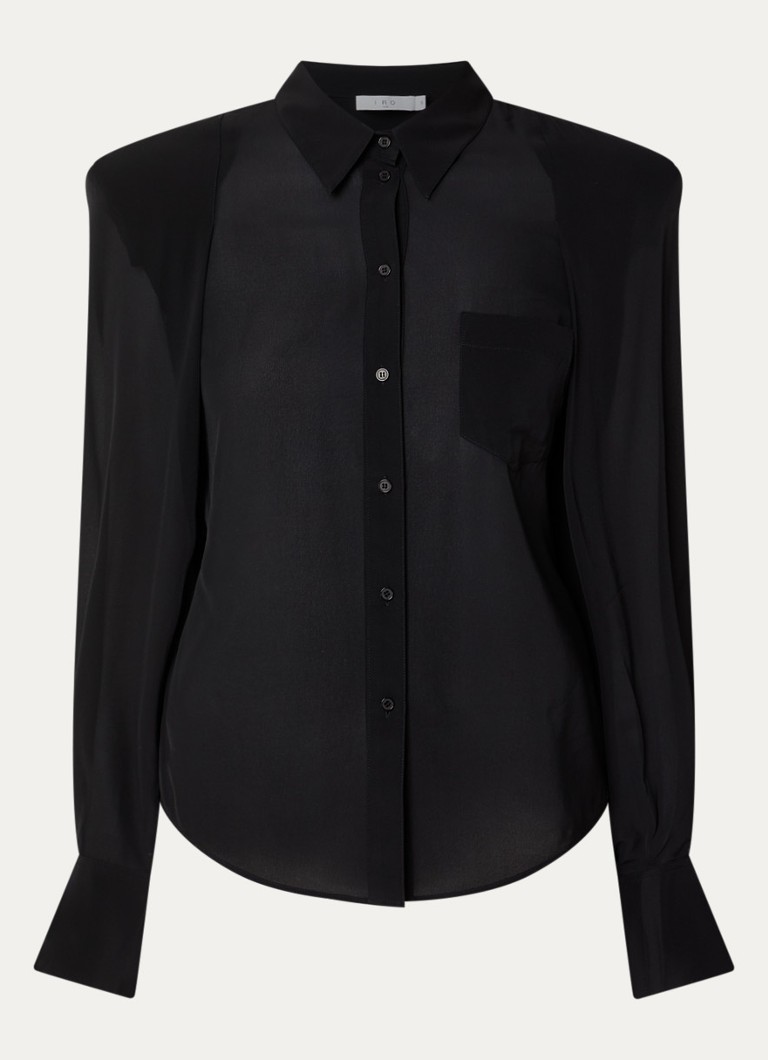 IRO Dames Foxie semi-transparante blouse met borstzak in de kleur Zwart