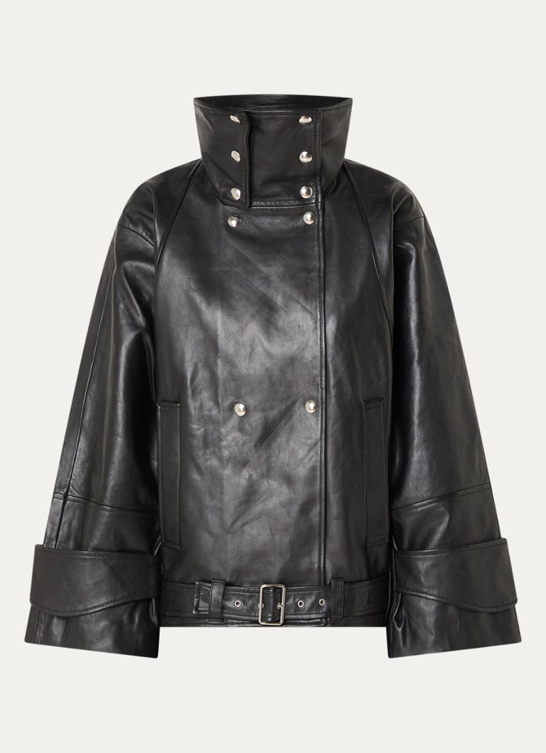 IRO Dames Rubis jack van lamsleer met ceintuur in de kleur Zwart