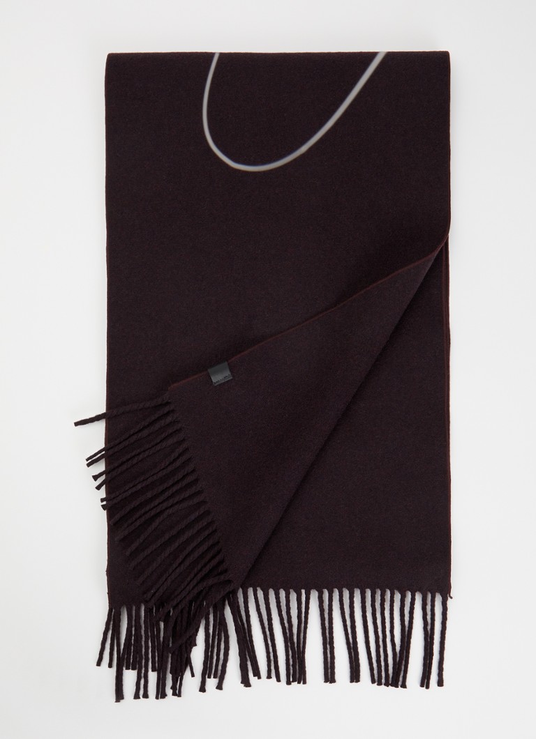 IRO Dames Tender sjaal in wolblend met franjes 220 x 35 cm in de kleur Aubergine