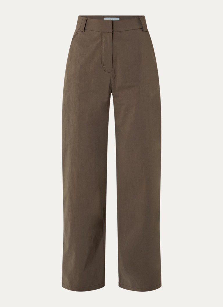 IRO Dames Ellena mid waist straight leg broek met steekzakken in de kleur Lichtbruin