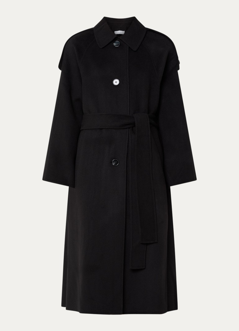 IRO Dames Aqualung reversible trenchcoat in wolblend met steekzakken in de kleur Zwart
