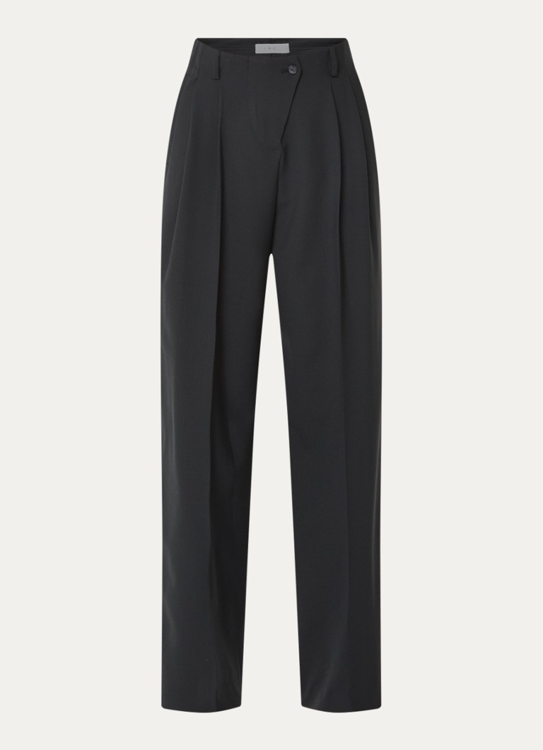 IRO Dames Banquet high waist straight fit pantalon in wolblend in de kleur Zwart