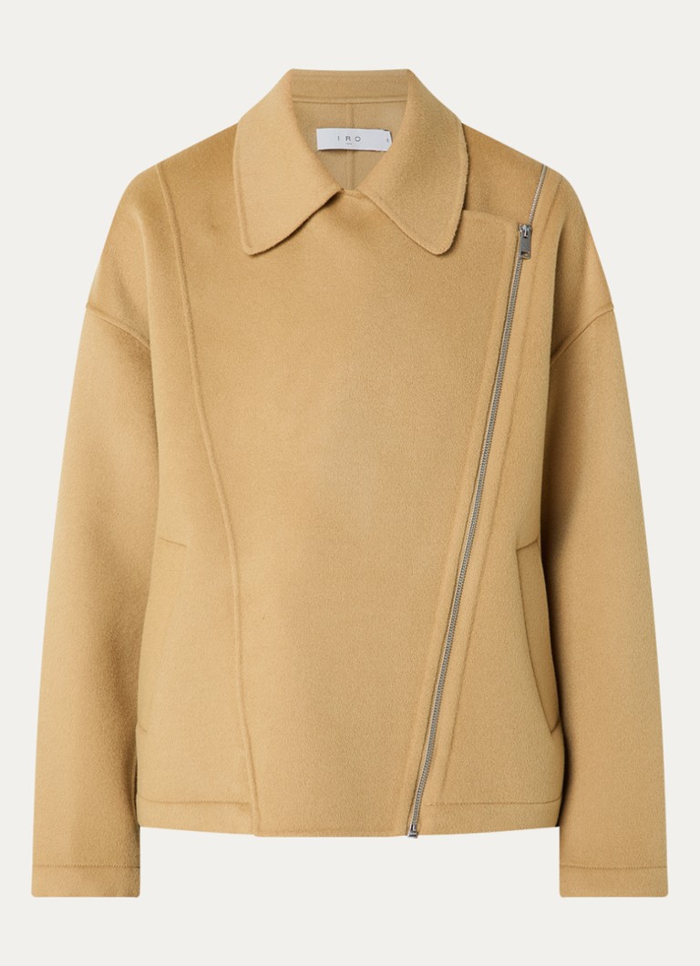IRO Dames Jijy jack in wolblend met asymmetrische hals in de kleur Camel