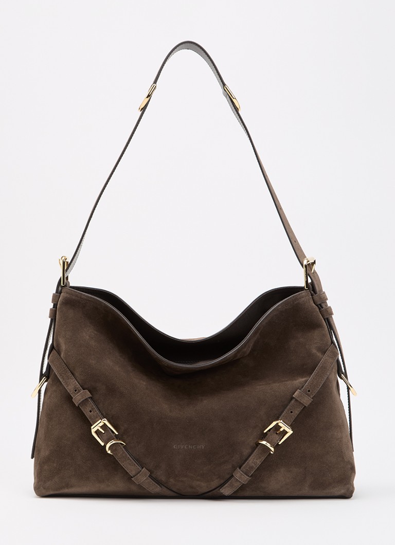Givenchy Dames Voyou Medium schoudertas van kalfssuède in de kleur Donkerbruin, maat: One Size