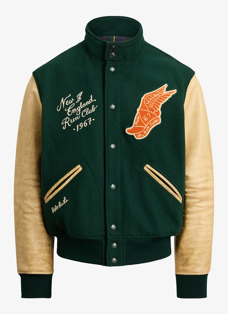 Ralph Lauren Heren Baseball jack met logo- en backprint in de kleur Churchill Green / Groen