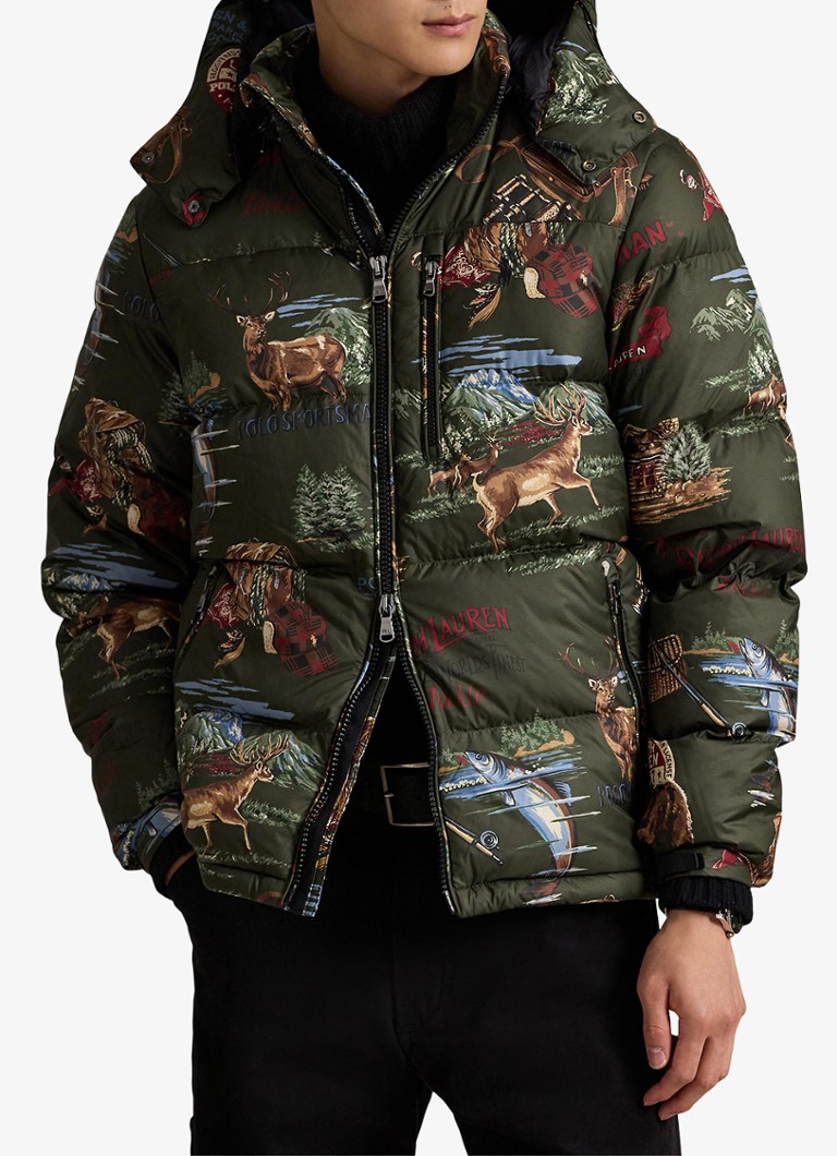 Ralph Lauren Heren Puffer jack met print in de kleur Outdoorsman Convo / Legergroen