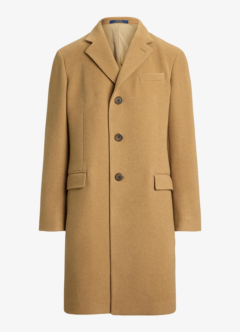 Ralph Lauren Heren Melton mantel in wolblend met steekzakken in de kleur Camel-2WB2