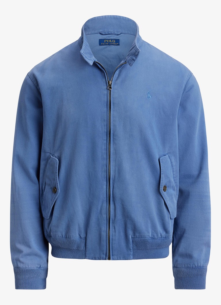 Ralph Lauren Heren Bomberjack met logoborduring en klepzakken in de kleur Delta Blue / Blauw
