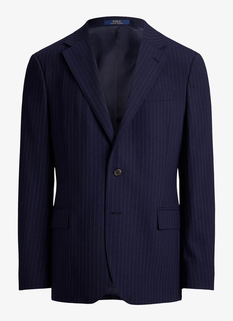 Ralph Lauren Heren Slim fit colbert in wolblend met krijtstreep in de kleur Bright Navy/Grey-40KU