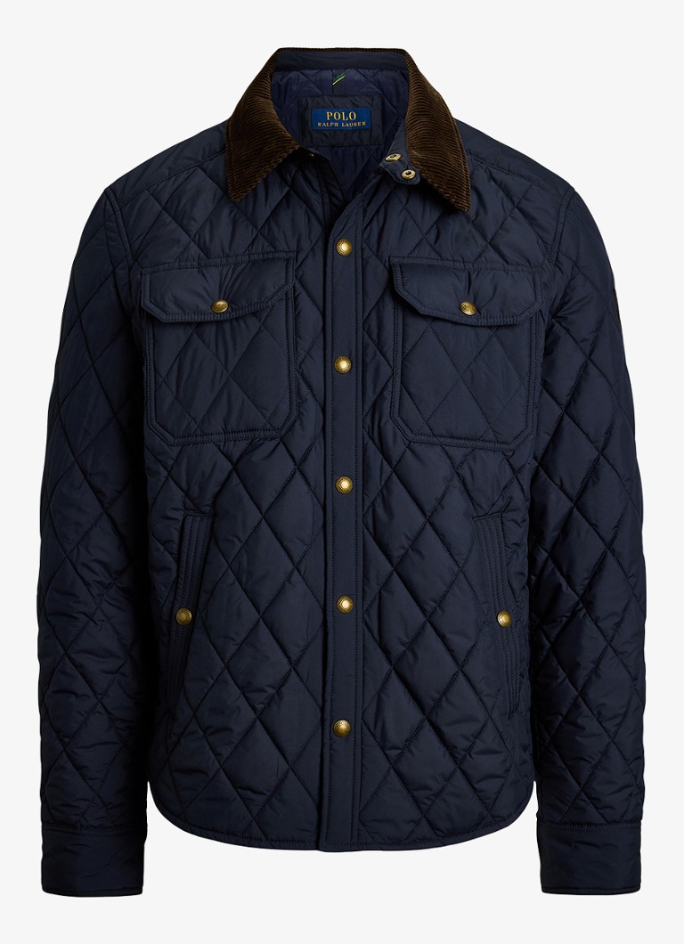 Ralph Lauren Heren Beaton gewatteerd jack met details van corduroy in de kleur College Navy / Donkerblauw