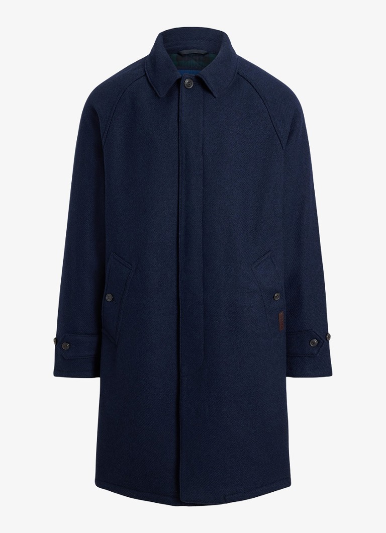 Ralph Lauren Heren Langdon mantel van tweed met steekzakken in de kleur Collection Navy / Donkerblauw