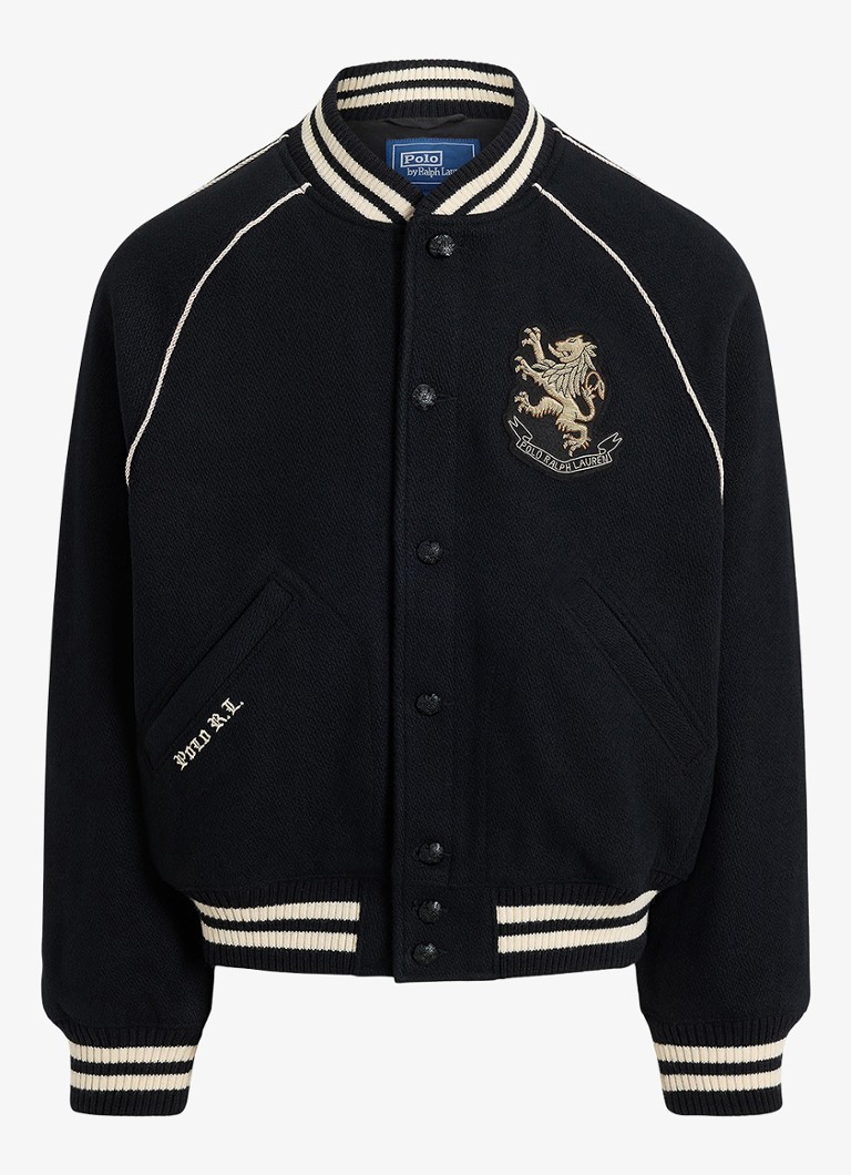 Ralph Lauren Heren Baseball jack met logoborduring in de kleur Polo Black / Zwart