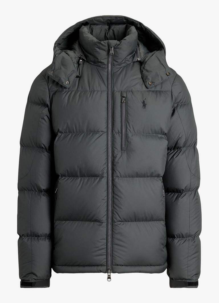 Ralph Lauren Heren Gorham puffer jack met donsvulling en ritszakken in de kleur Charcoal Grey / Grijs