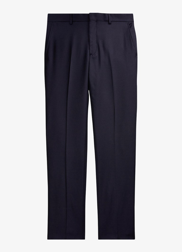 Ralph Lauren Heren Slim fit pantalon van wol met plooidetail in de kleur Classic Navy / Blauw