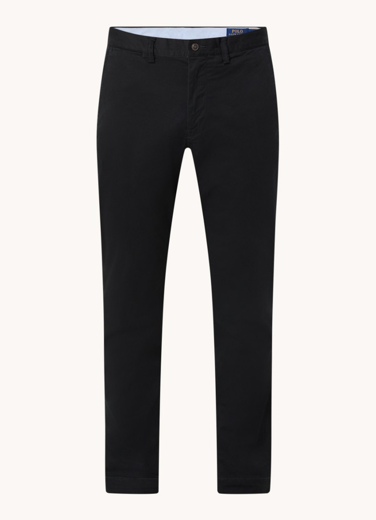 Ralph Lauren Heren Straight fit gewassen chino met stretch in de kleur Polo Black / Zwart