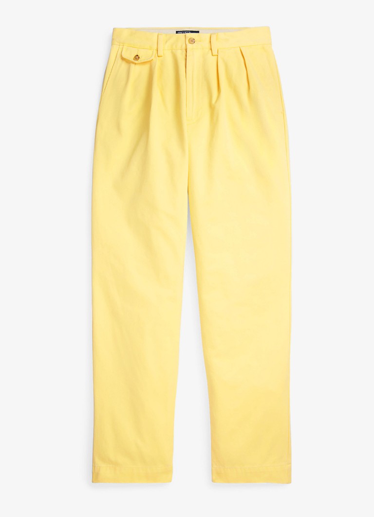 Ralph Lauren Heren Straight fit cropped chino met plooidetail in de kleur Corn Yellow-30RC
