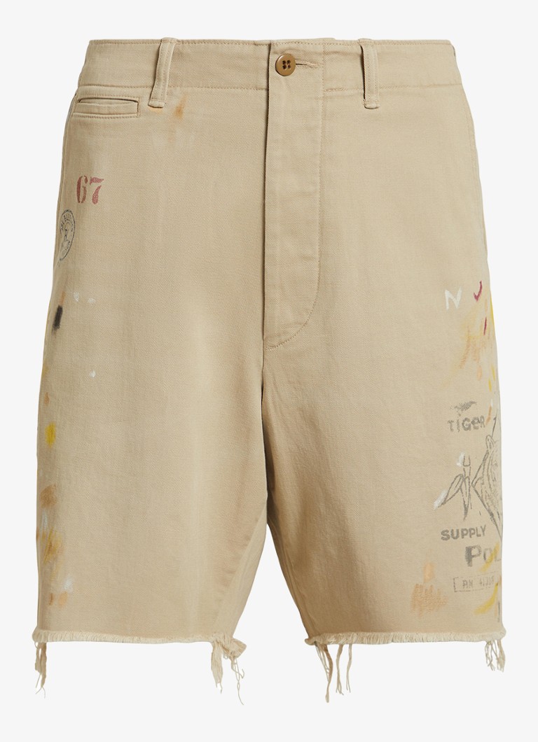 Ralph Lauren Heren Loose fit korte spijkerbroek met gekleurde wassing en print in de kleur Classic Khaki / Beige