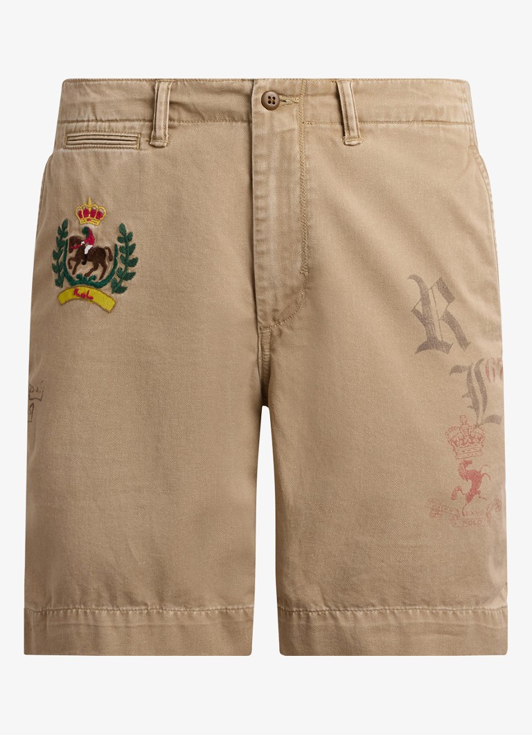 Ralph Lauren Heren Slim fit korte chino met print en borduring in de kleur Khaki Hill W/ Prints-3BLI