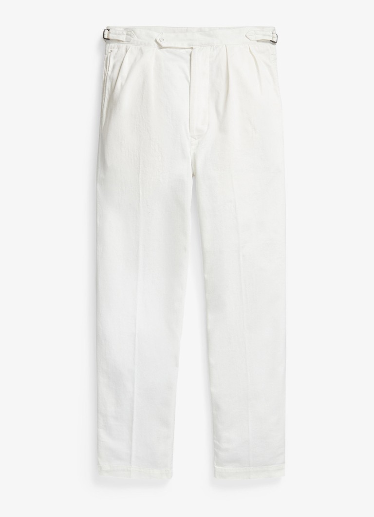 Ralph Lauren Heren Relaxed fit chino met plooidetails in de kleur Deckwash White / Wit