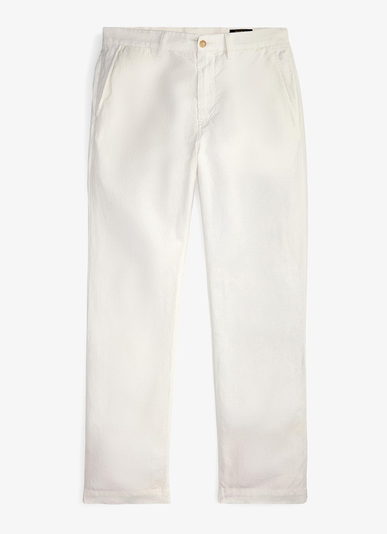 Ralph Lauren Heren Straight fit chino in linnenblend in de kleur White / Wit