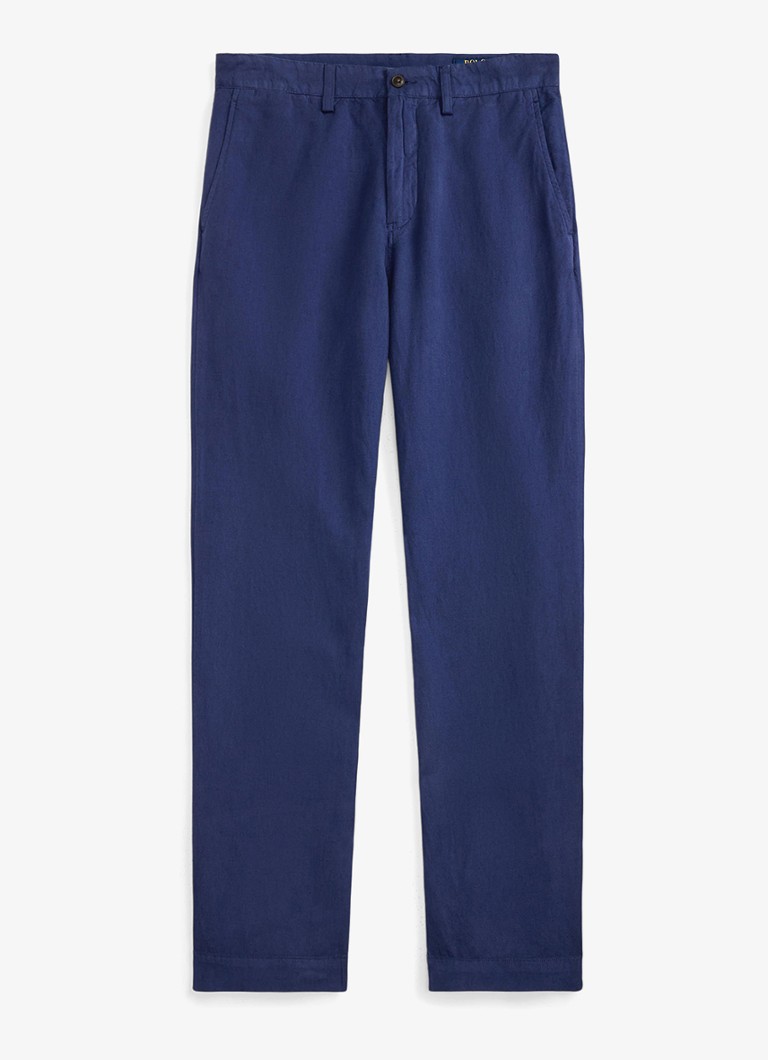 Ralph Lauren Heren Straight fit chino in linnenblend in de kleur Dusty Azure-31RH