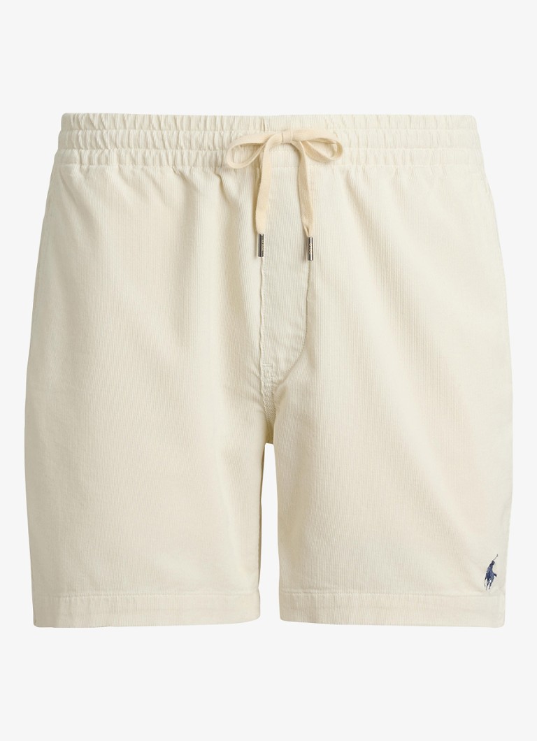 Ralph Lauren Heren Polo Prepster regular fit korte broek van corduroy in de kleur Warm White / Gebroken wit