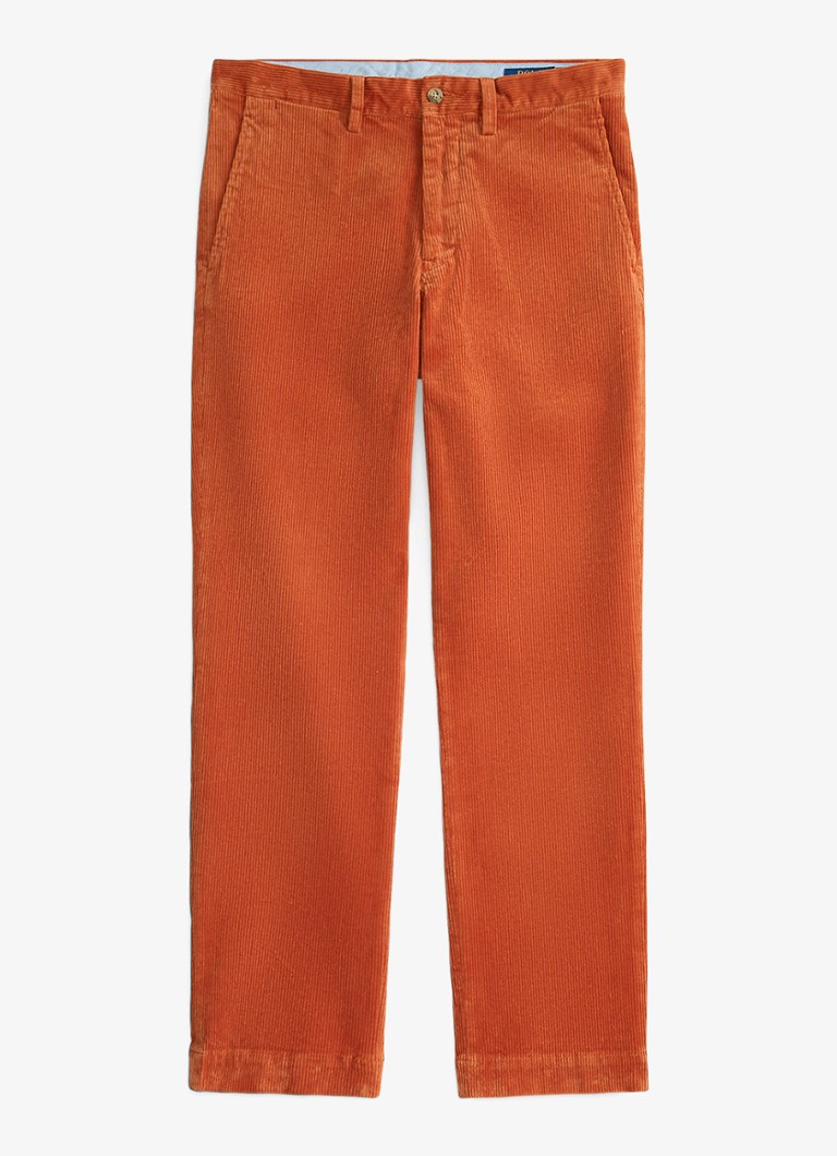 Ralph Lauren Heren Straight fit chino van corduroy met stretch in de kleur Charles Orange / Oranje