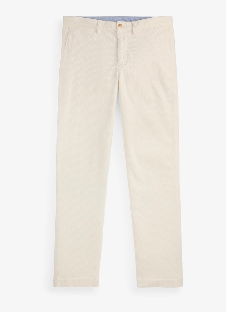 Ralph Lauren Heren Straight fit chino van corduroy met stretch in de kleur Warm White / Gebroken wit