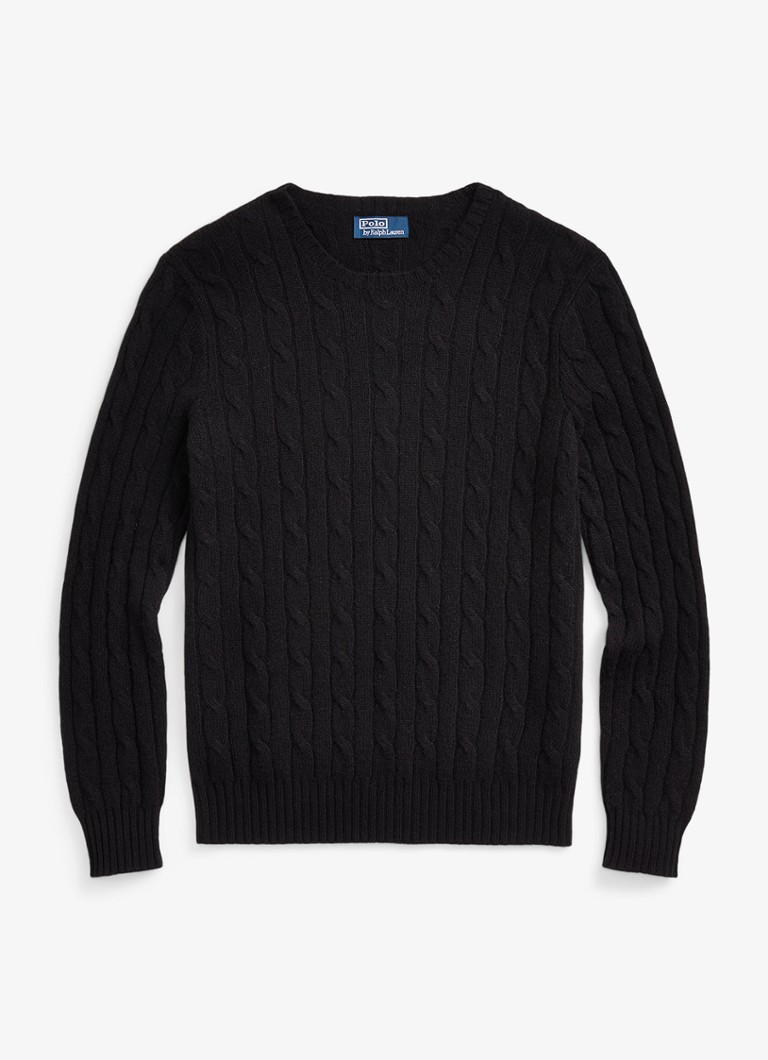 Ralph Lauren Heren Kabelgebreide pullover van kasjmier in de kleur Polo Black / Zwart