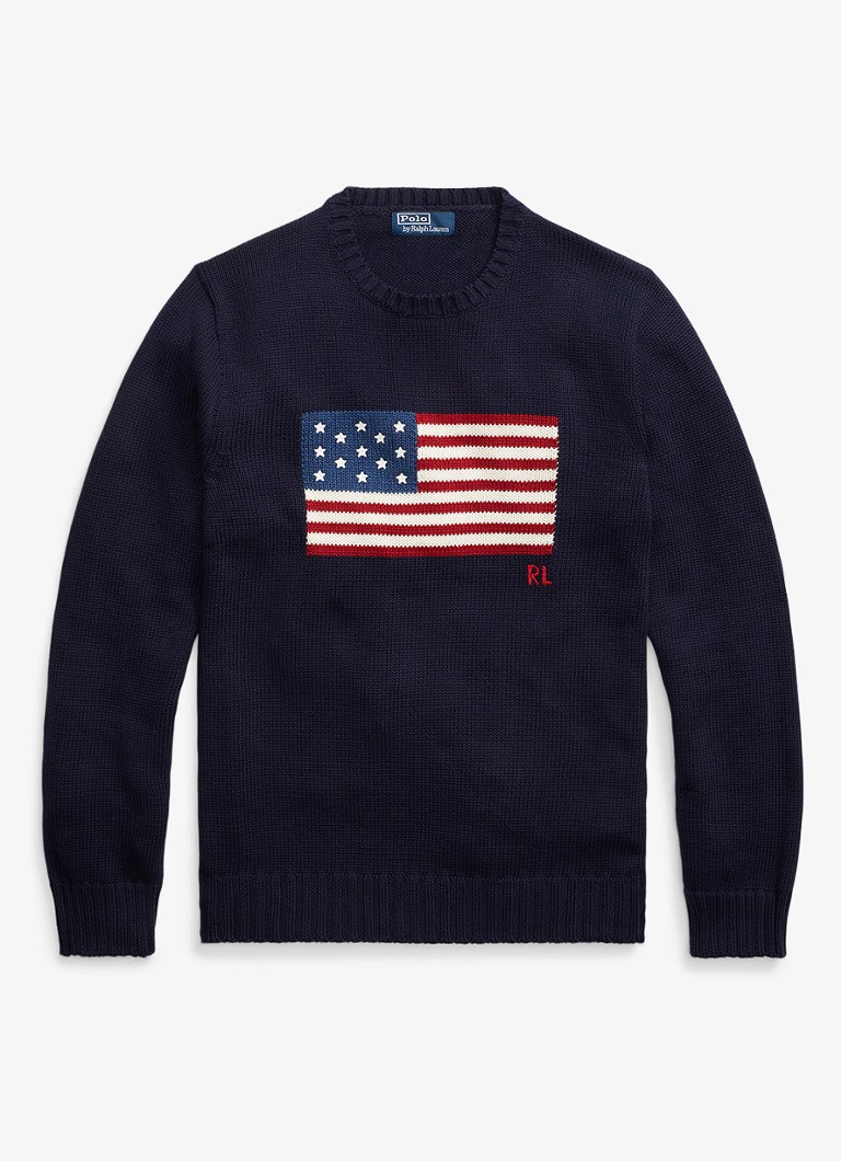 Ralph Lauren Heren Fijngebreide trui met logo in de kleur Hunter Navy / Donkerblauw