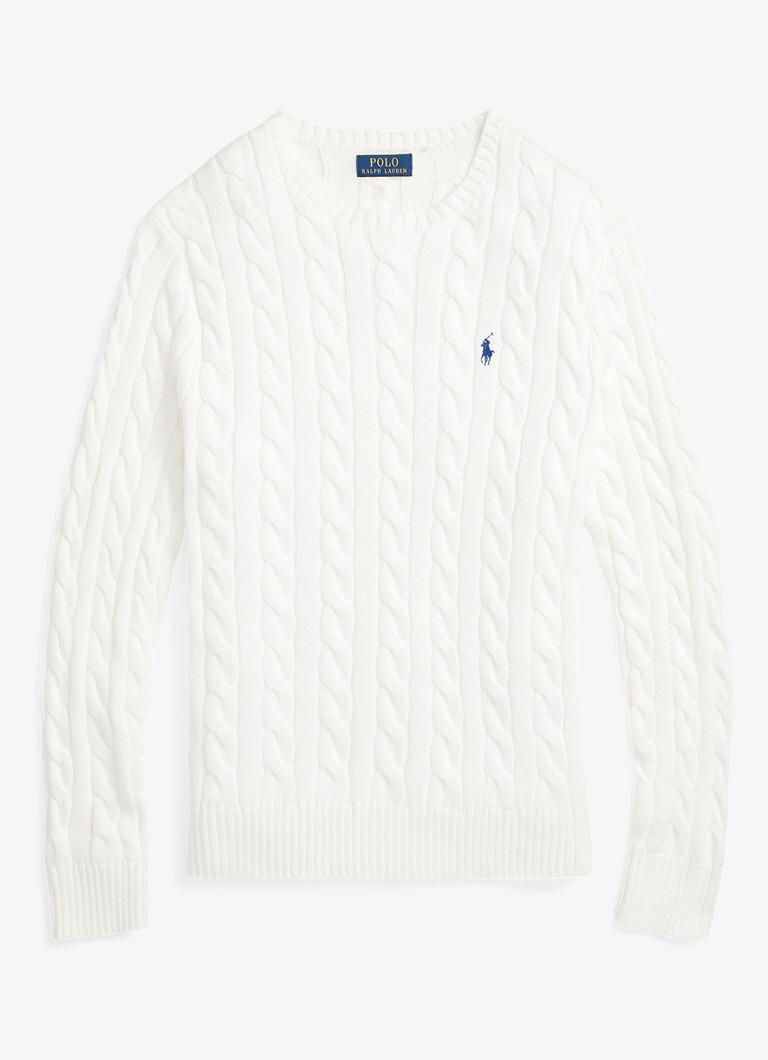 Ralph Lauren Heren Kabelgebreide pullover met logoborduring in de kleur White-2WCF