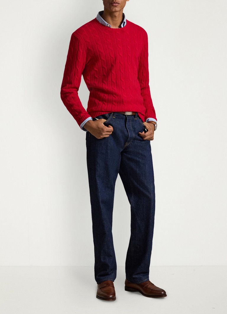 Ralph Lauren Heren Kabelgebreide pullover van kasjmier in de kleur Park Ave Red / Rood