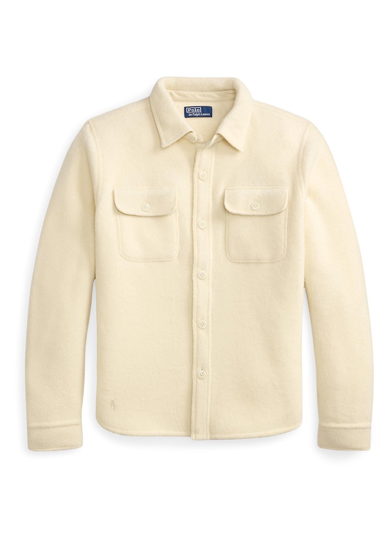 Ralph Lauren Heren Overshirt in wolblend met borstzakken in de kleur Andover Cream / Creme