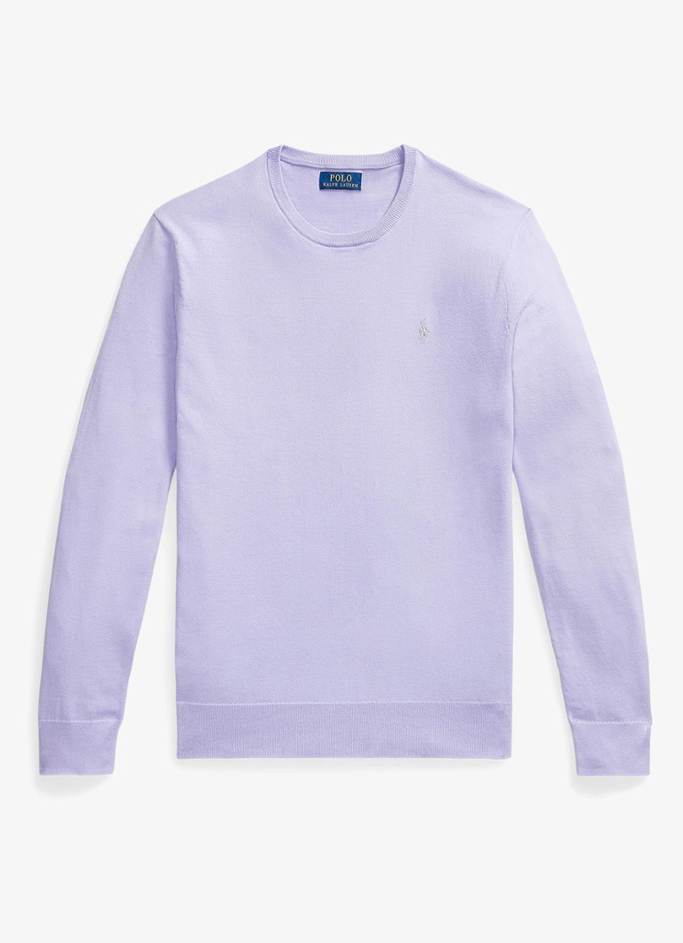 Ralph Lauren Heren Fijngebreide trui met logoborduring in de kleur Powder Purple / Lichtpaars