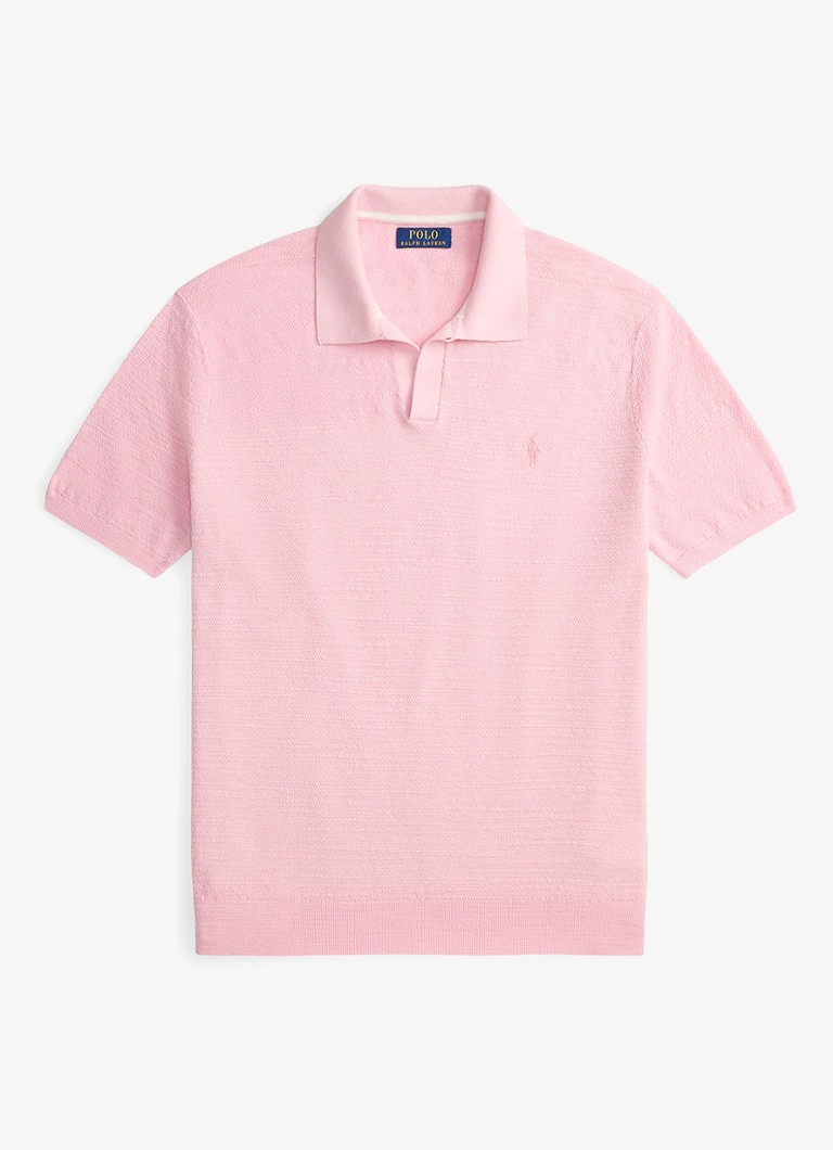 Ralph Lauren Heren Slim fit fijngebreide polo in linnenblend in de kleur Carmel Pink/Deckwash White-4532