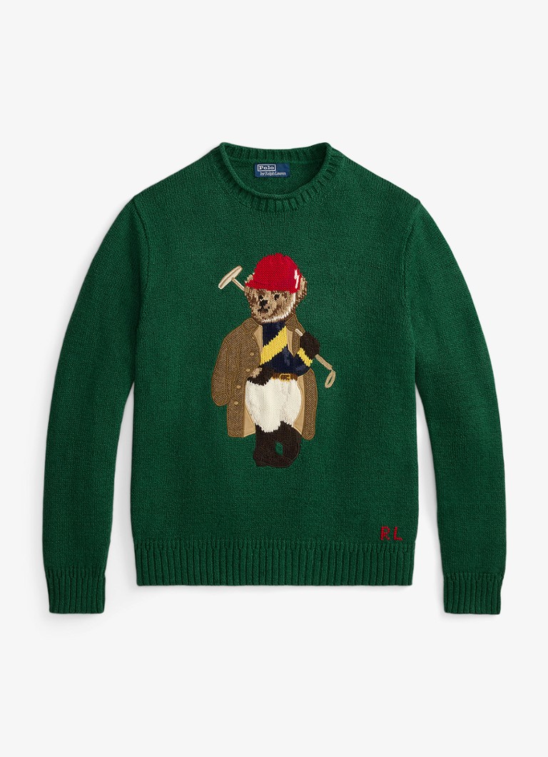 Ralph Lauren Heren Fijngebreide trui in linnenblend met ingebreid patroon in de kleur New Forest-2Z8D
