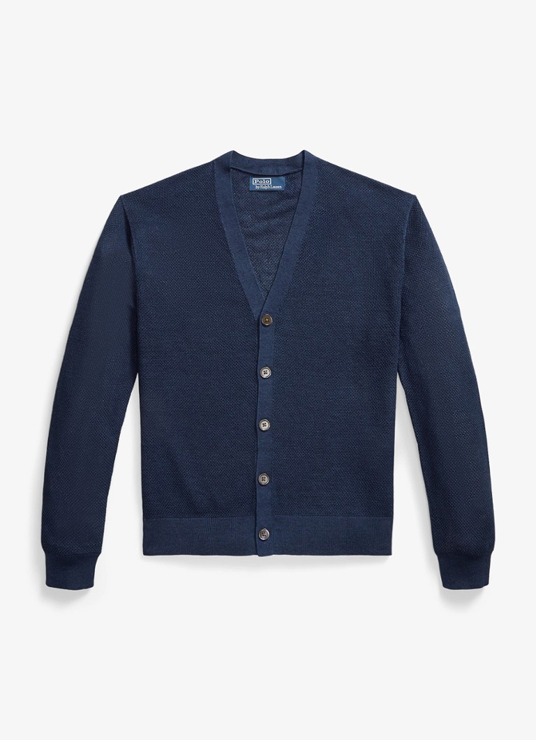 Ralph Lauren Heren Fijngebreid vest van linnen in de kleur Newport Navy / Donkerblauw