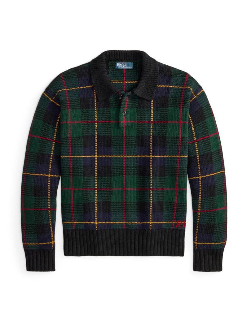 Ralph Lauren Heren Fijngebreide pullover van wol met V-hals in de kleur Dark Granite Hthr / Donkergrijs