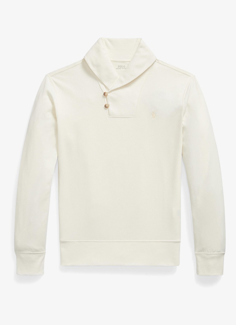 Ralph Lauren Heren Fijngebreide trui met sjaalkraag in de kleur Pale Cream / Crème