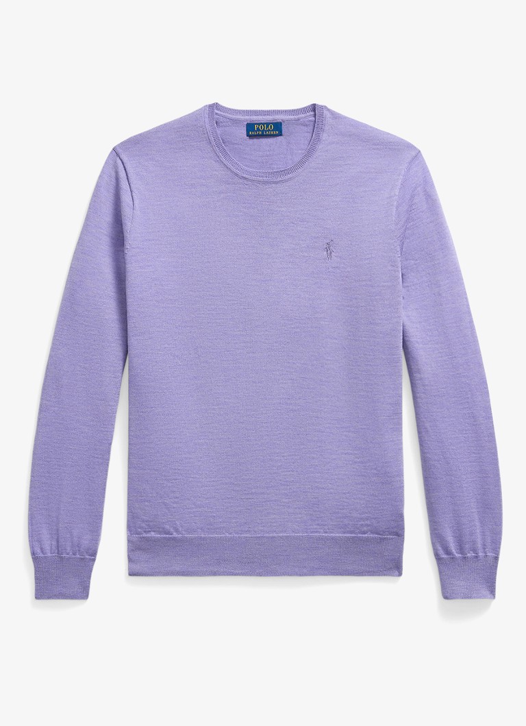 Ralph Lauren Heren Fijngebreide trui met logoborduring in de kleur Honeycreeper Purple Heather / Paars