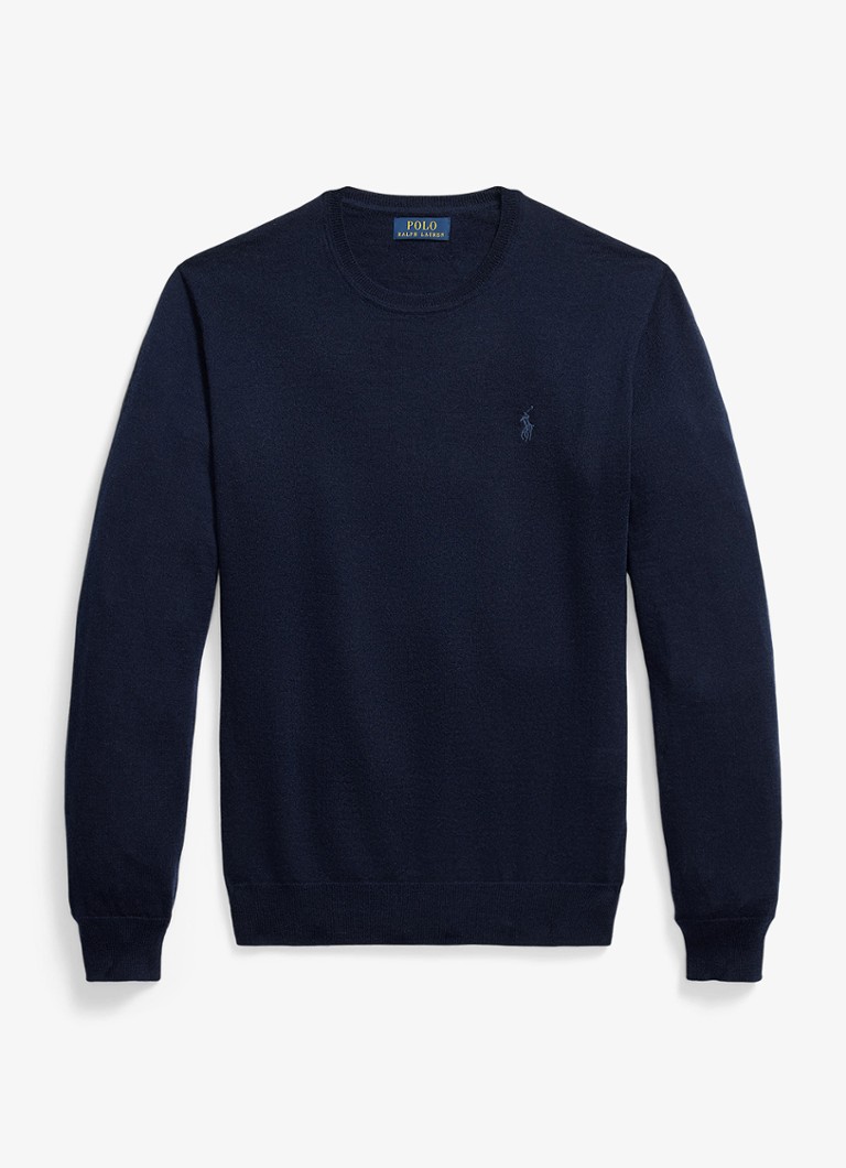 Ralph Lauren Heren Fijngebreide trui met logoborduring in de kleur Hunter Navy / Donkerblauw