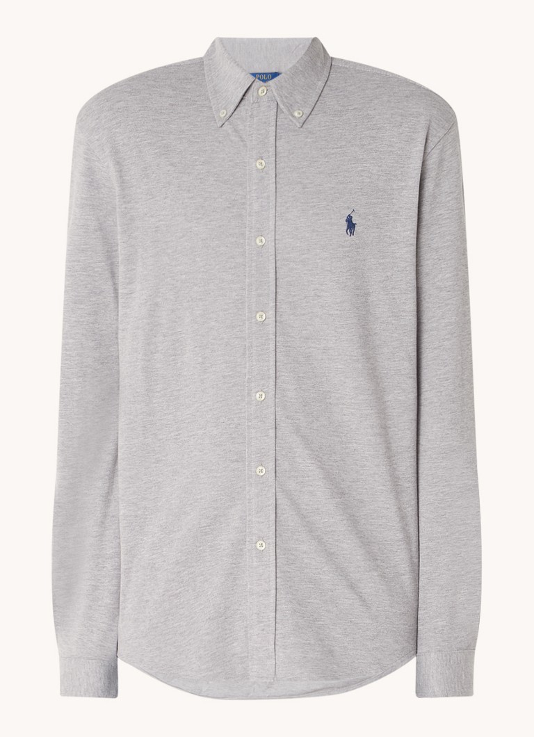 Ralph Lauren Heren Regular fit overhemd van piqué katoen in de kleur Andover Heather / Grijs